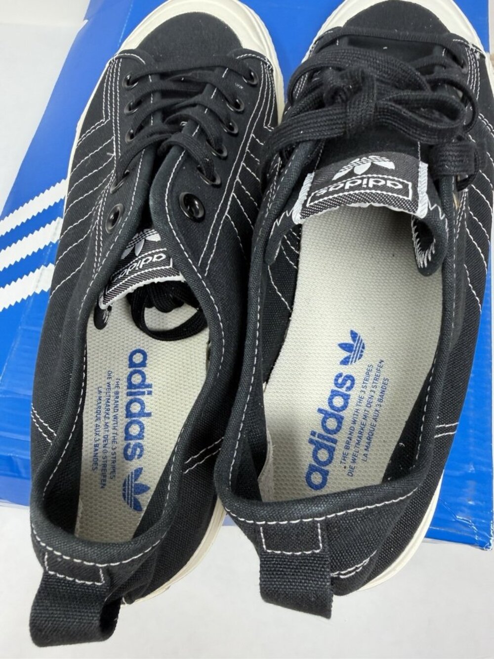 Adidas Originals Nizza RF Mens Sneakers Black White Canvas EE5599 Size 12 - Picture 4 of 7